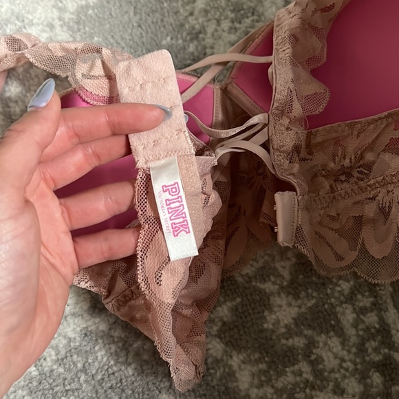 PINK push up strappy lace bralette - Picture 4 of 6
